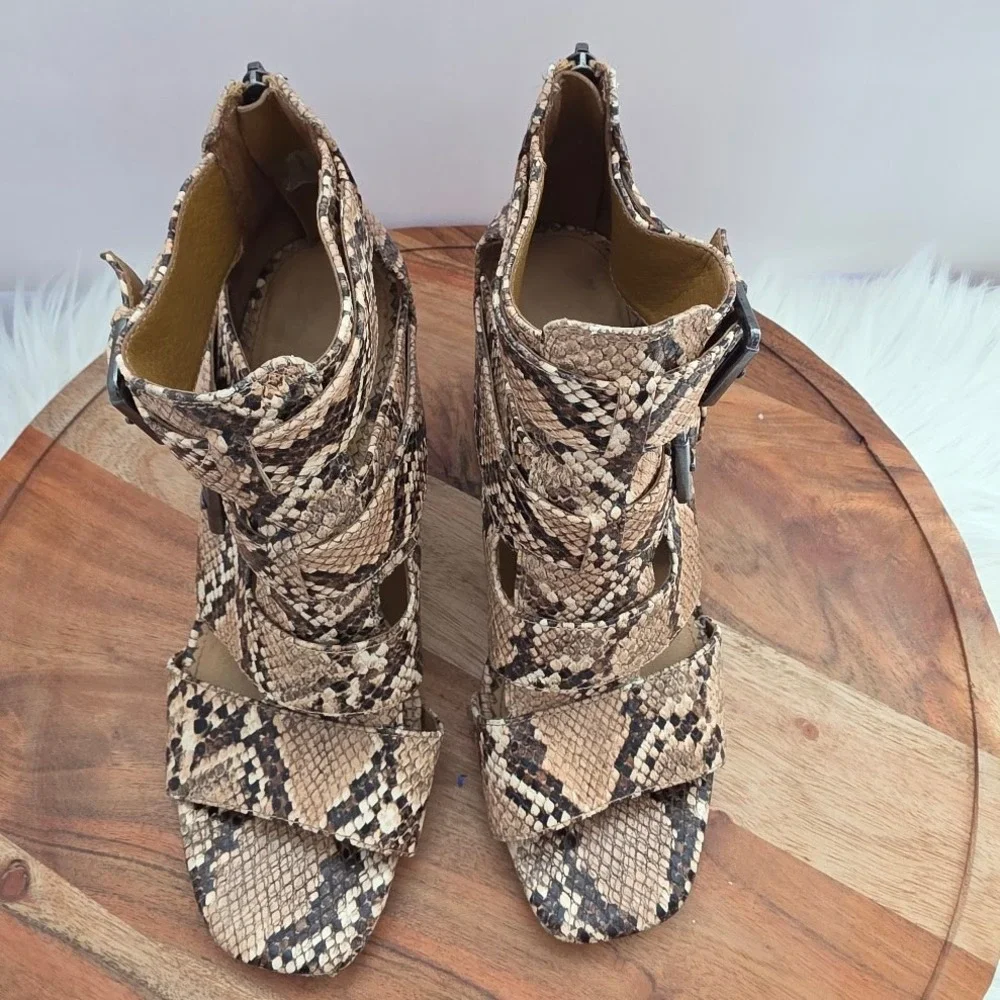 Circus by Sam Edelman Womens Snake Print Strappy Heeled Booties Size 7.5‎